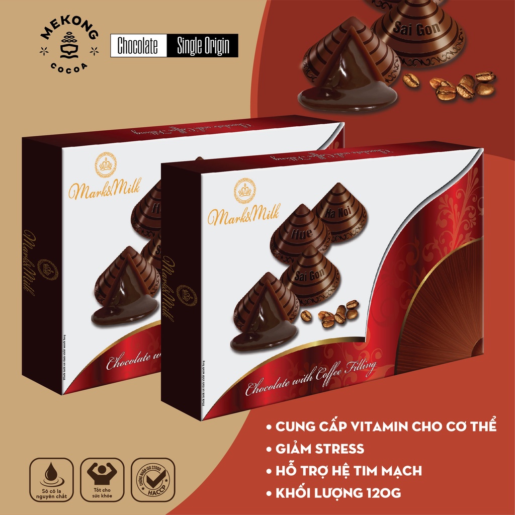 Socola Hạnh Nhân MEKONG CHOCOLATE Giảm Stress Thơm Ngon Đậm Vị 8% Hạt Sen Sấy Với Nhiều Hương Khác Nhau Khối Lượng 120g