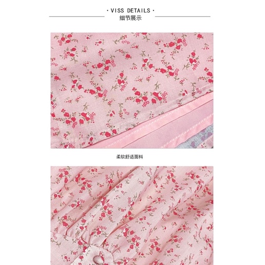 Đầm midi hoa nhí cổ yếm retro tiểu thư phong cách Pháp, váy midi hoa nhí cổ yếm