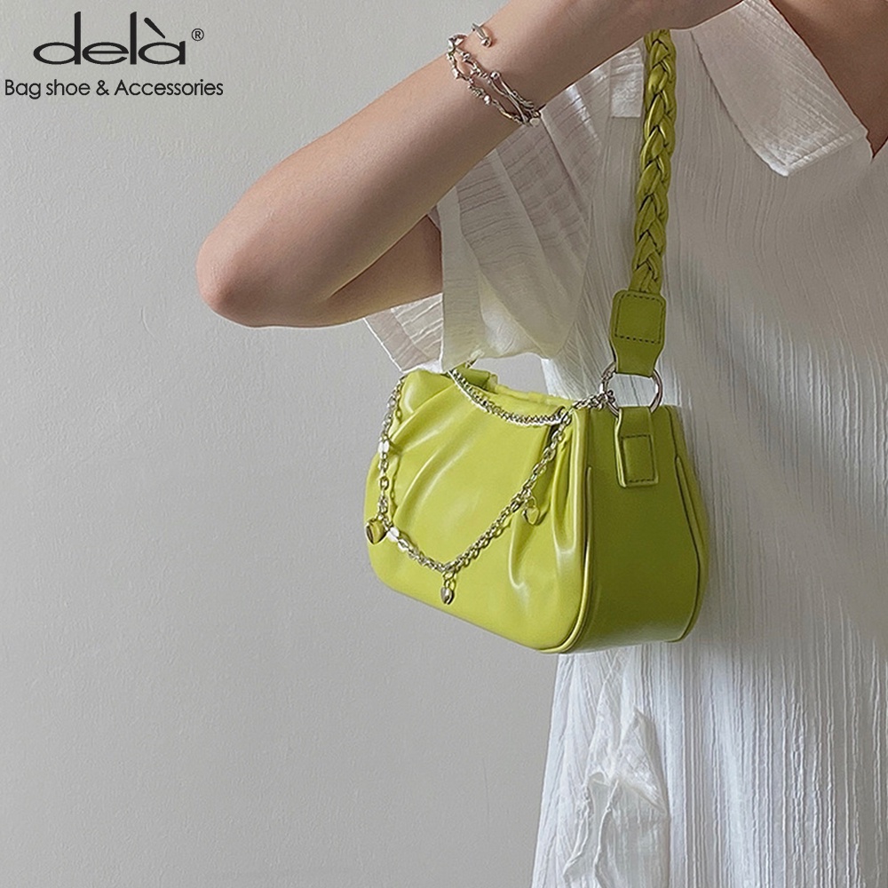 Dela Túi Đeo Vai Xách Tay Dây Xích Hình Đám Mây Xếp Ly 2022 Cho Nữ