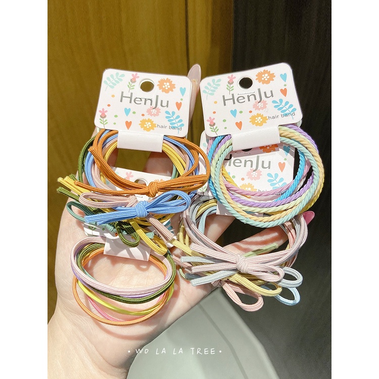 Set 10 Dây Buộc Tóc Cao Su Màu Cà Phê Sữa Phong Cách Hàn Quốc Mới Cho Nữ