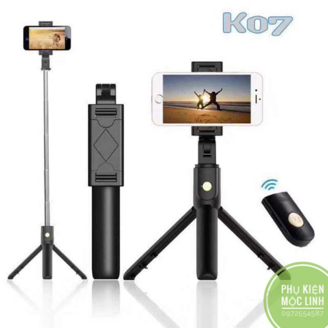 Gậy chụp hình kiêm Tripod 3 chân + Nút bluetooth K07 chính hãng | BigBuy360 - bigbuy360.vn