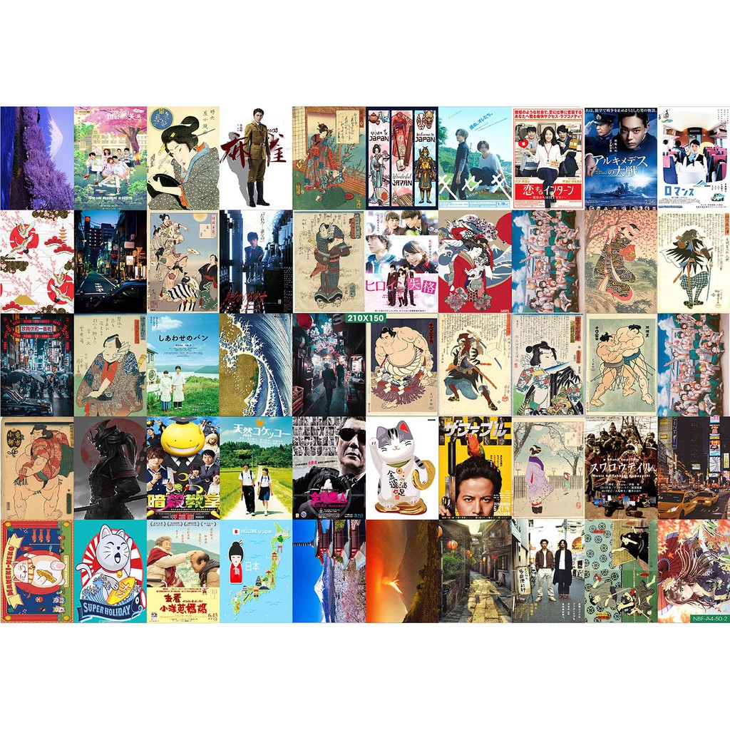 Combo Set 50 tờ Decal dán tường NhậT BẢN 1 Khổ A3,A4,A5
