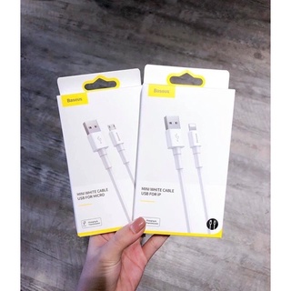 Cáp sạc Baseus Mini White Silicon Trắng USB  Lighting/Micro/Type Sync Data TPE Cable