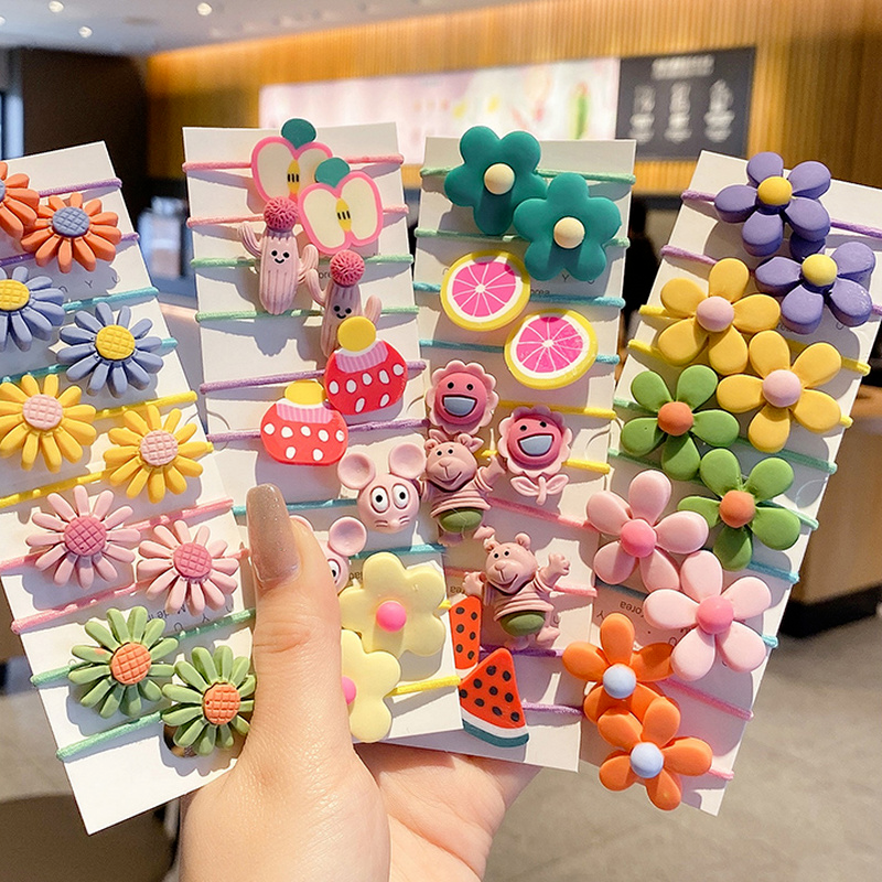Set 10 Dây Cột Tóc Hình Hoa Trái Dễ Thương Cho Bé Gái