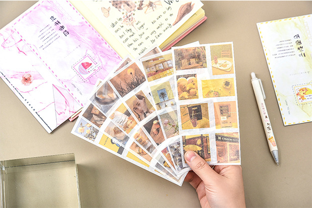 Sticker set 6 tấm hình dán tự cắt ENV dụng cụ văn phòng phẩm DecorMe