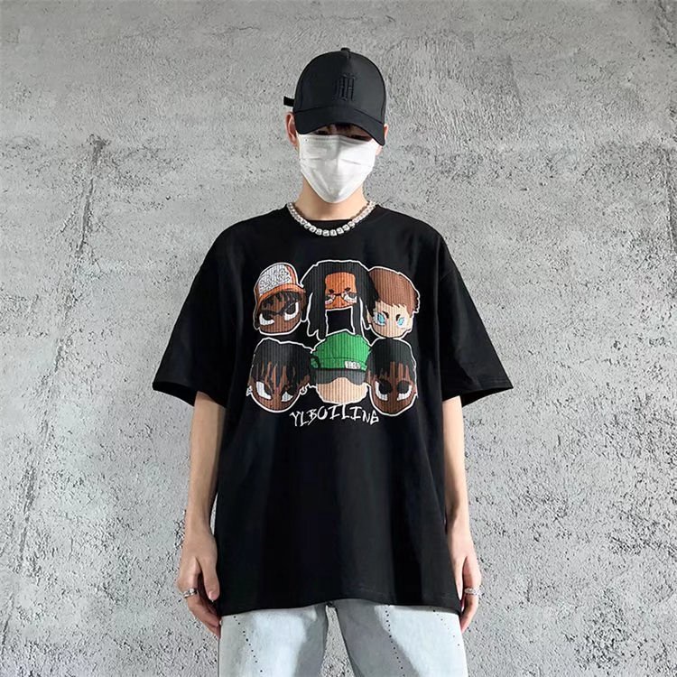 Áo Thun Cotton Tay Ngắn In Họa Tiết Phong Cách Hip hop Thời Trang Mùa Hè Cho Cặp Đôi