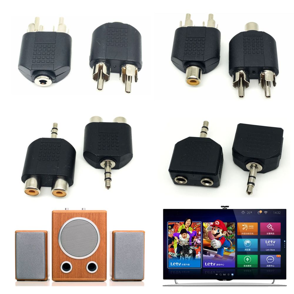 Set 2 đầu chuyển đổi âm thanh jack cắm 3.5mm sang 2 cổng cắm RCA tiện dụng cho TV