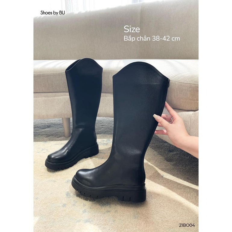 Giầy boot da cao cổ xẻ v - 21BO04 - [BU Bigsize Young]