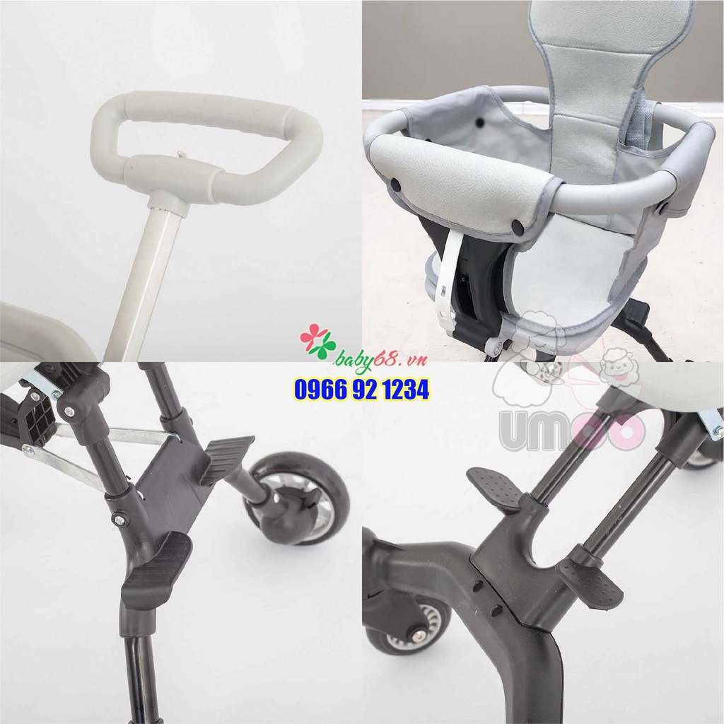 Xe Đẩy Umoo Du Lịch Gấp Gọn Xoay Chiều Cao Cấp Cho Bé UM-02134 Có mái che