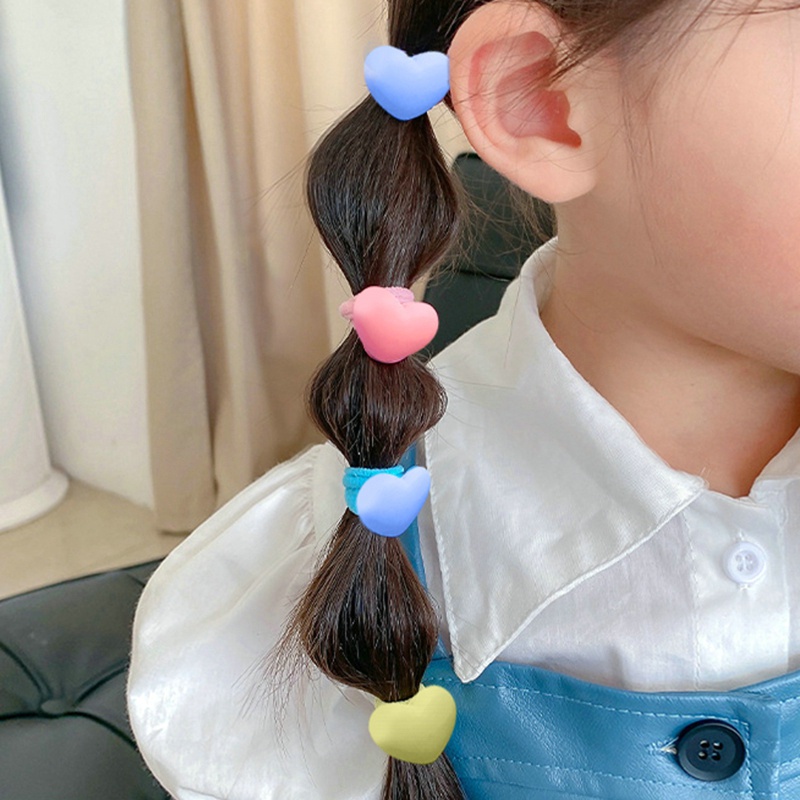 ✨✨Set 10 Dây Cột Tóc Cao Su Co Giãn In Họa Tiết Thỏ Hoạt Hình Phong Cách Hàn Quốc Cho Bé