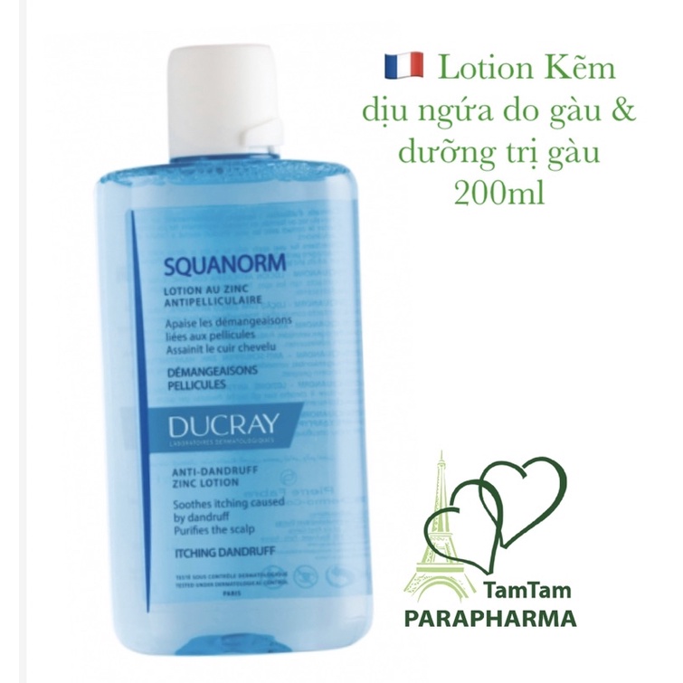 Sẵn date 7/2025 🇫🇷 Bộ Dầu gội Lotion tóc Gàu Squanorm Ducray 200ml Elution 💞 TamTam 💞