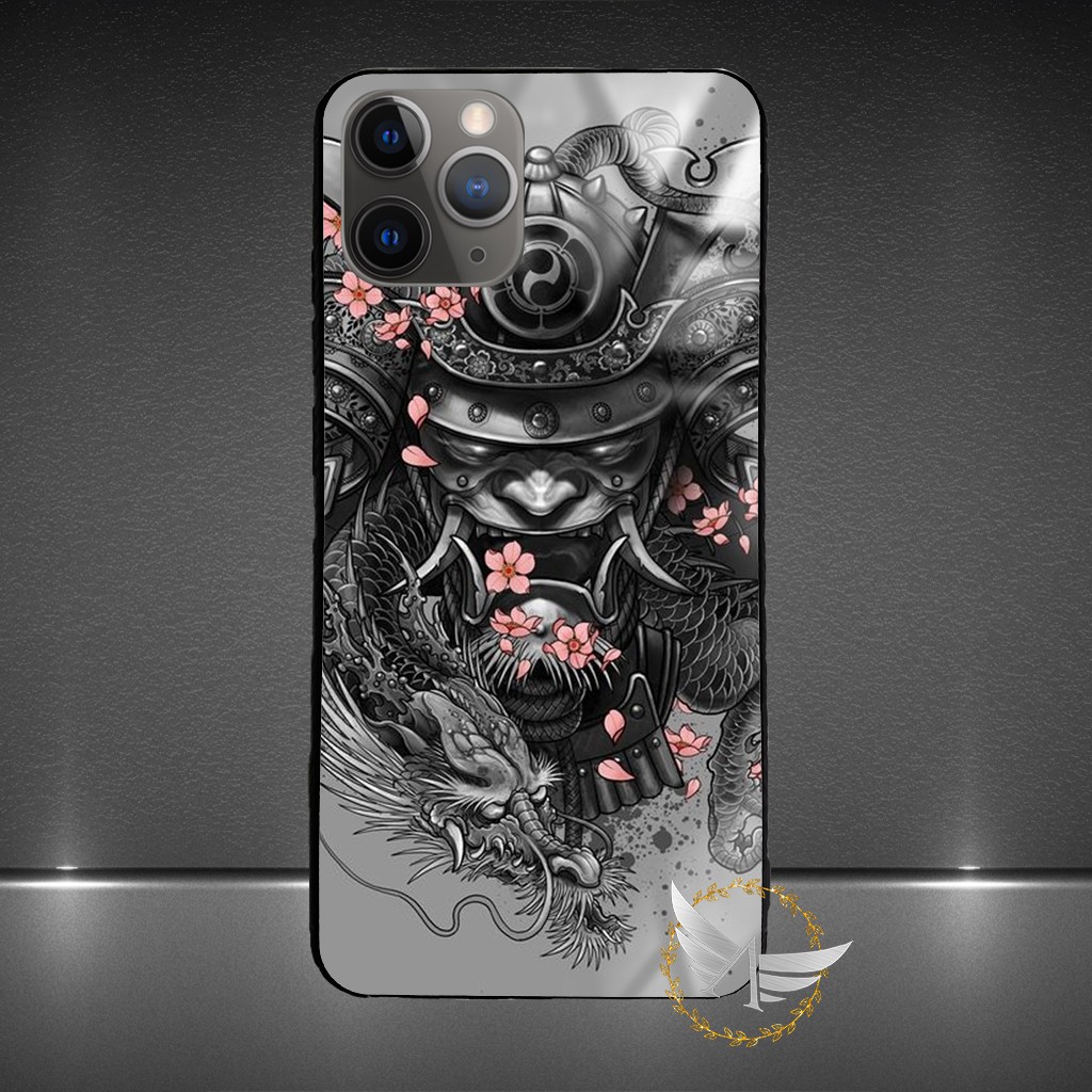 Ốp lưng kính cường lực iPhone 11, iPhone 11 Pro, iPhone 11 Pro Max hình Samurai