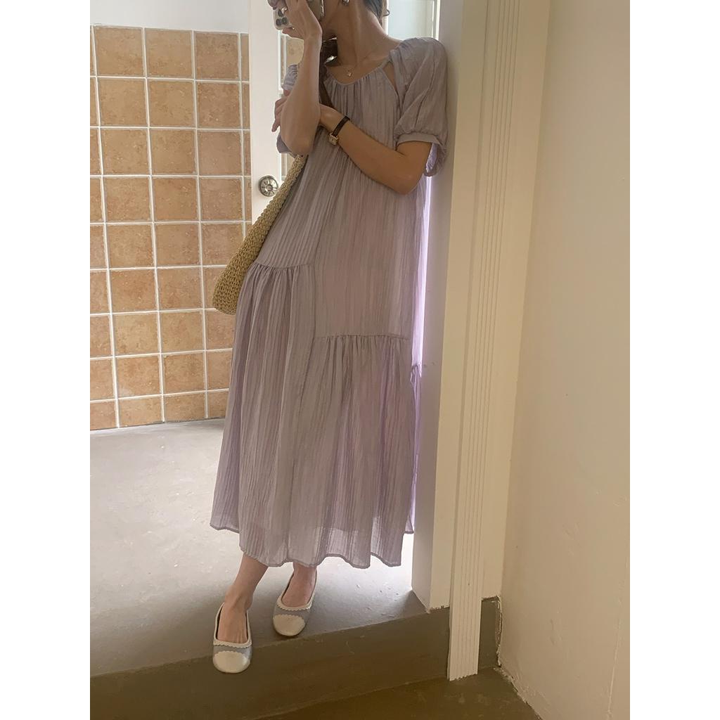 Đầm Thiết Kế Khoét Lỗ Cổ Tròn Phong Cách Mới Mùa Hè 63013