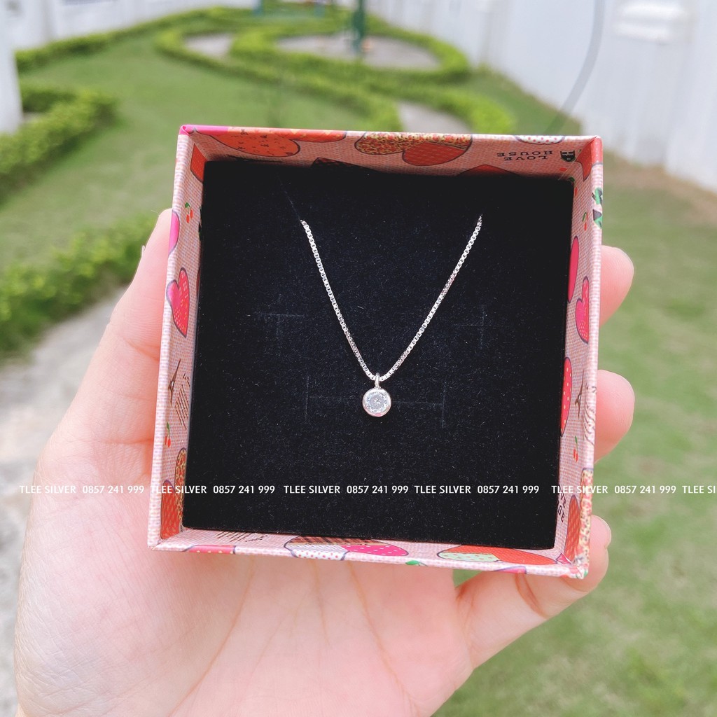 Dây chuyền bạc nữ TLEE mặt đá tròn nhỏ đơn giản TleeJewelry D0173