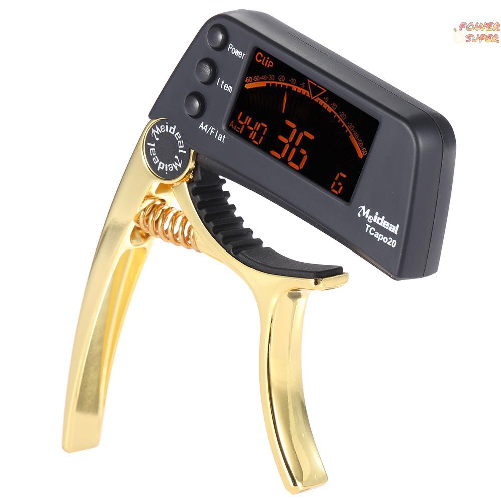 PSUPER TCapo20 Multifunctional Aluminum Alloy 2-in-1 Guitar Capo Tuner with LCD Screen for Normal Acoustic Folk Electric Guitar Chromatic Bass