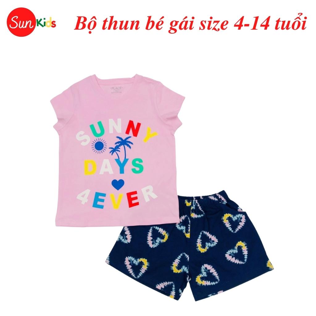 Đồ bộ thun bé gái, đồ bộ trẻ em chất cotton, có nhiều màu, size 4-14 tuổi - SUNKIDS