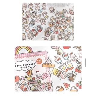 Deco sticker 100 theo pack, hình dán cute dễ thương, trang trí sổ, card, vẽ,…