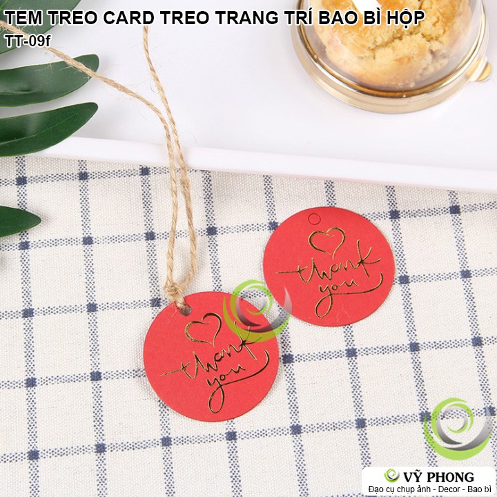 SET 10 TEM TREO TAG TREO GIẤY CARD ĐEN/ĐỎ IN NHŨ VÀNG CHỮ THANK YOU FOR YOU TRANG TRÍ ĐÓNG GÓI BAO BÌ HỘP QUÀ TT-09