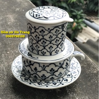 Phin pha cafe gốm sứ Bát Tràng cao cấp  Vẽ hoạ tiết thủ công