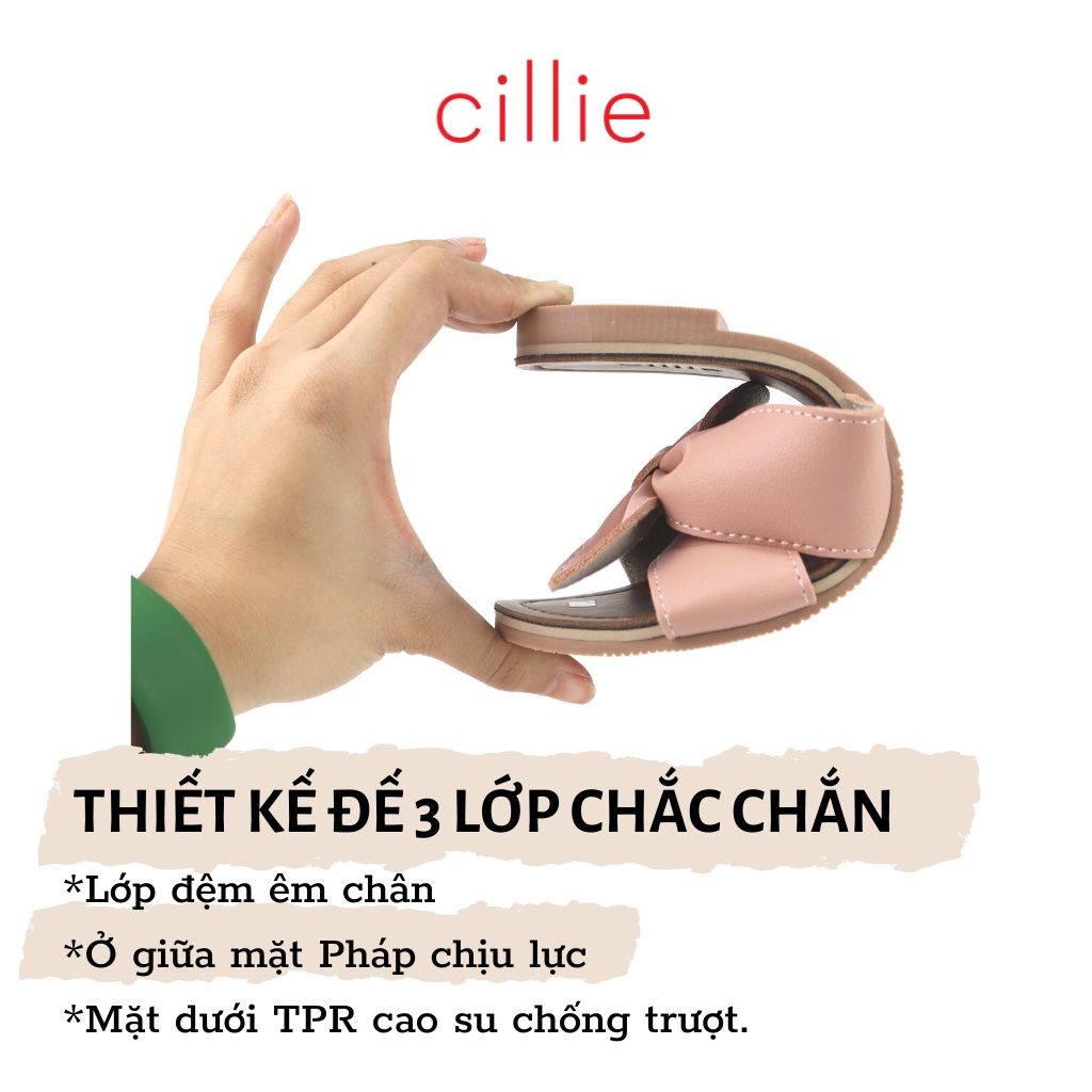 Giày dép nữ đế bệt đi biển quai chéo đính nơ dễ thương thời trang mang đi biển đi dạo văn phòng Cillie