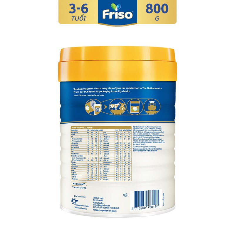[Tặng Gối Cổ Friso] Sữa Bột Friso Gold Pro 4 Cho Trẻ Từ 2-6 Tuổi 800g