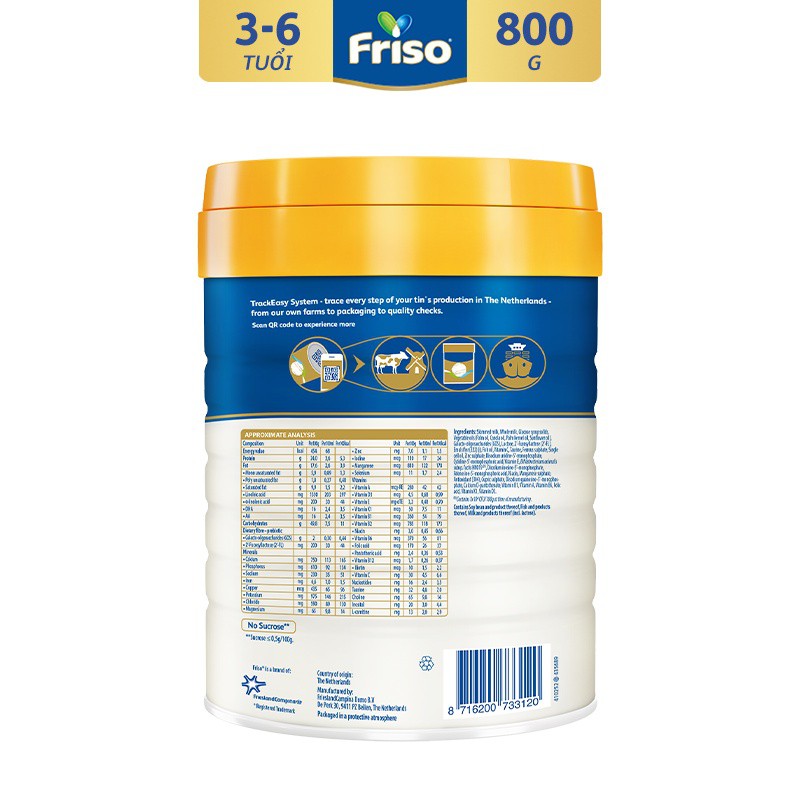 [Tặng Gối Cổ Friso] Sữa Bột Friso Gold Pro 4 Cho Trẻ Từ 2-6 Tuổi 800g