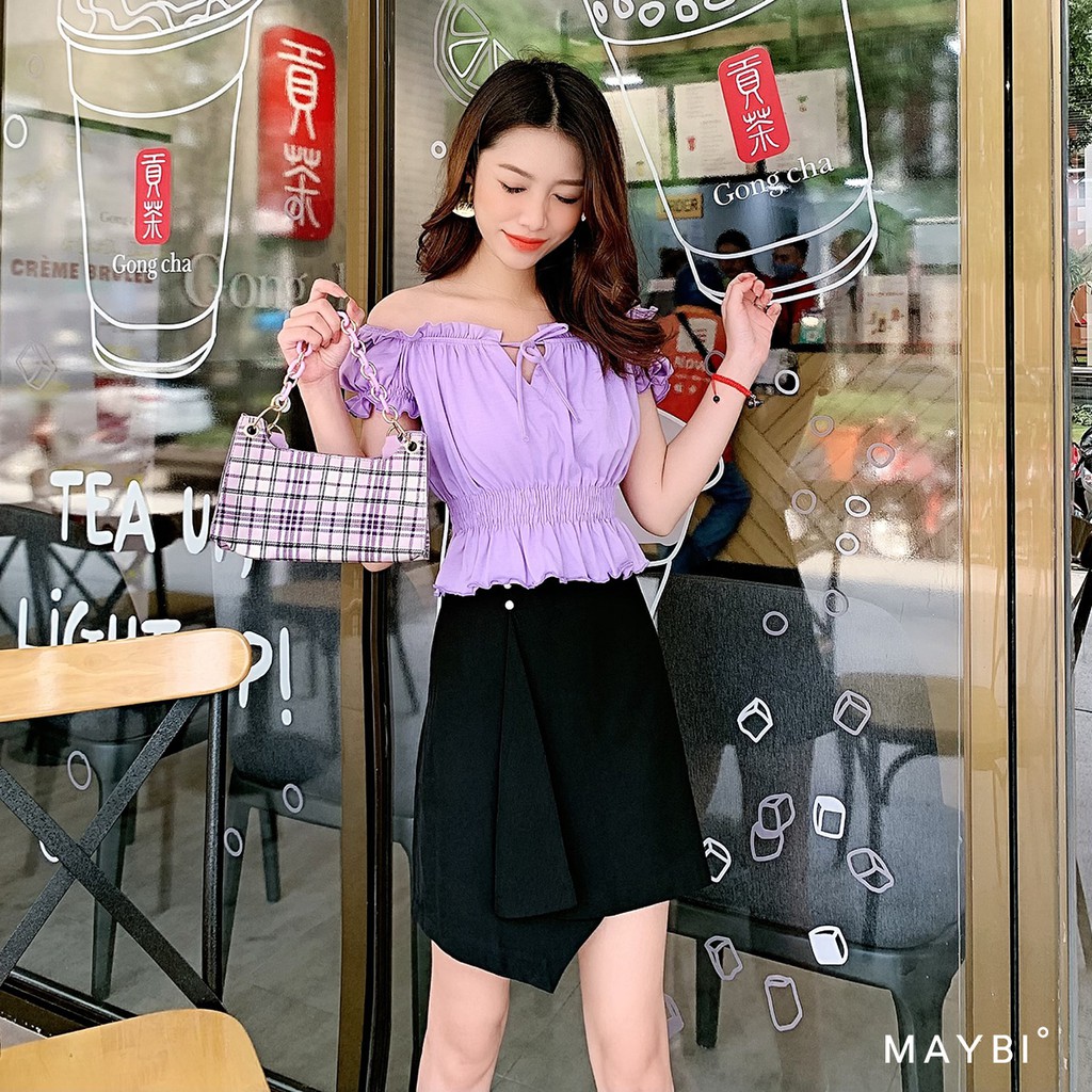 MAYBI - Chân váy đen lật tà Black Flipted Skirt