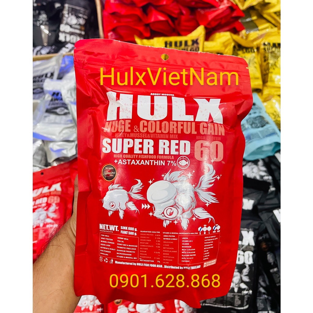 Cám Cá Vàng HULX Super Red - Tăng màu mạnh mẽ cho cá và tăng trưởng cao