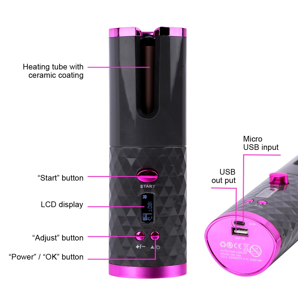 Máy uốn tóc tự động SUOLAER không dây màn hình LCD chuyên nghiệp