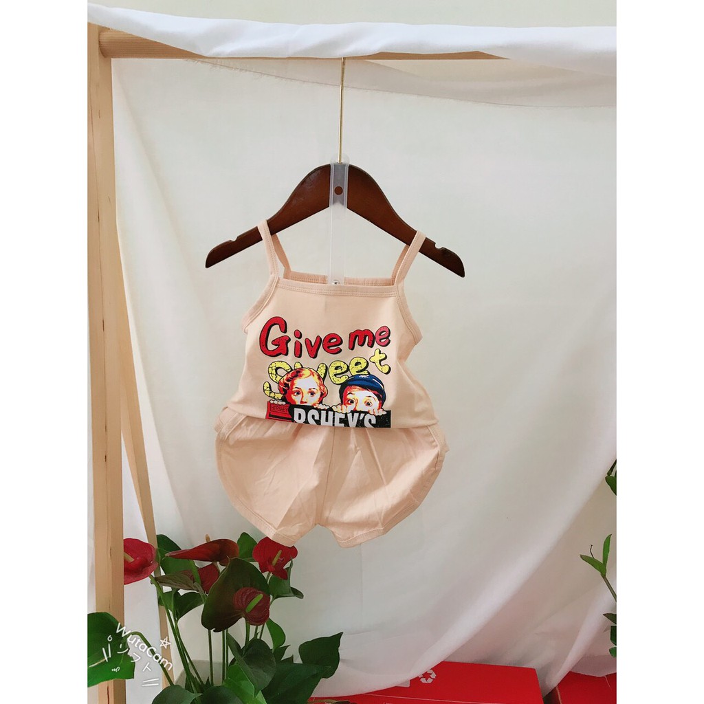 Bộ Quần Áo Bé Gái Chuột Lắc Store Give Me Thun Cotton 4 Chiều Mềm Mại Từ 7Kg Đến 20Kg( Màu Hồng, Vàng, Kem)