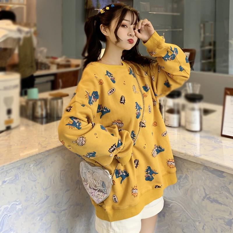 Áo Nỉ Dài Tay Cổ Tròn Form Rộng In Họa Tiết Hoạt Hình Phong Cách Hàn Quốc | BigBuy360 - bigbuy360.vn