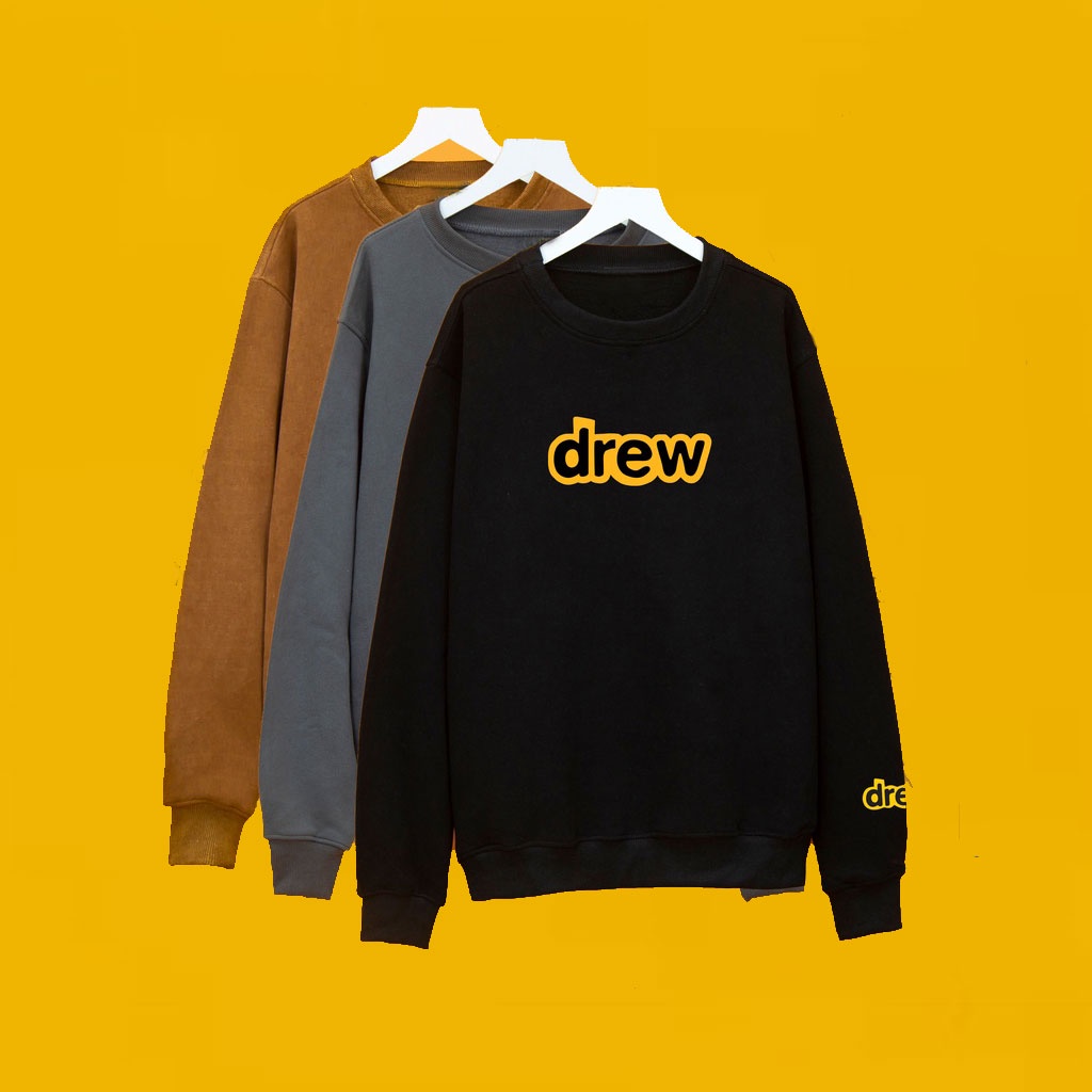 Áo SWEATER In Chữ Drew Nỉ Da Cá Mỏng , Áo Sweatshirt Unisex Form Rộng Thời Trang Nam Nữ