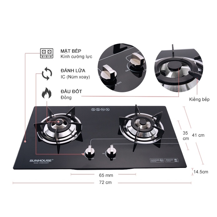 Bếp gas âm Sunhouse SHB5546MT Chính hãng trưng bày+Tặng dây gas-bếp bền tốt tiết kiệm gas