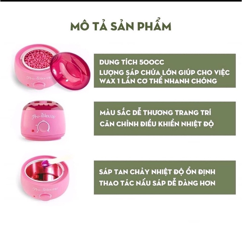 Combo nồi pro 10 và sáp wax lông cao cấp tặng kèm 100gr sáp màu giúp làm sạch lông , râu , nách , bikini , tinastore29