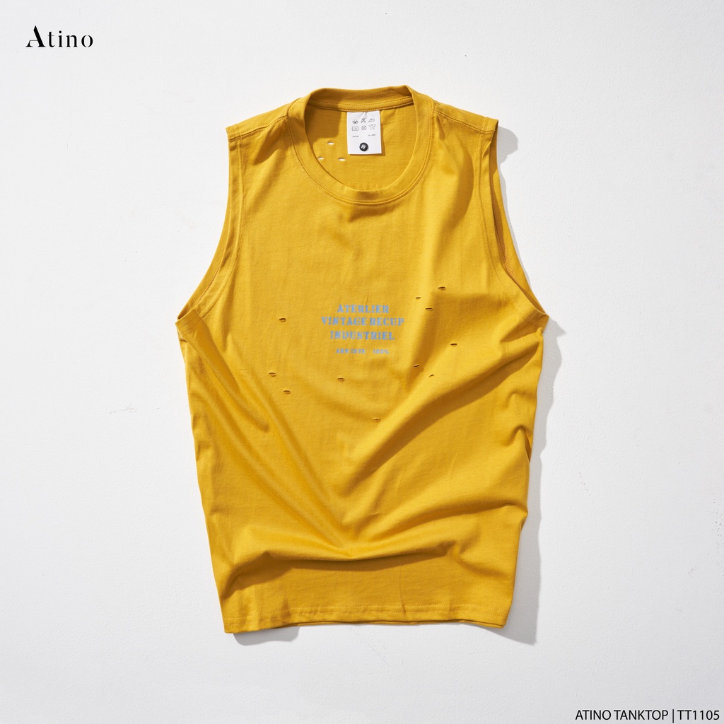 Áo Tank Top Nam ATERLIER ATINO Chất Cotton Thoáng Mát form Regular TT1105