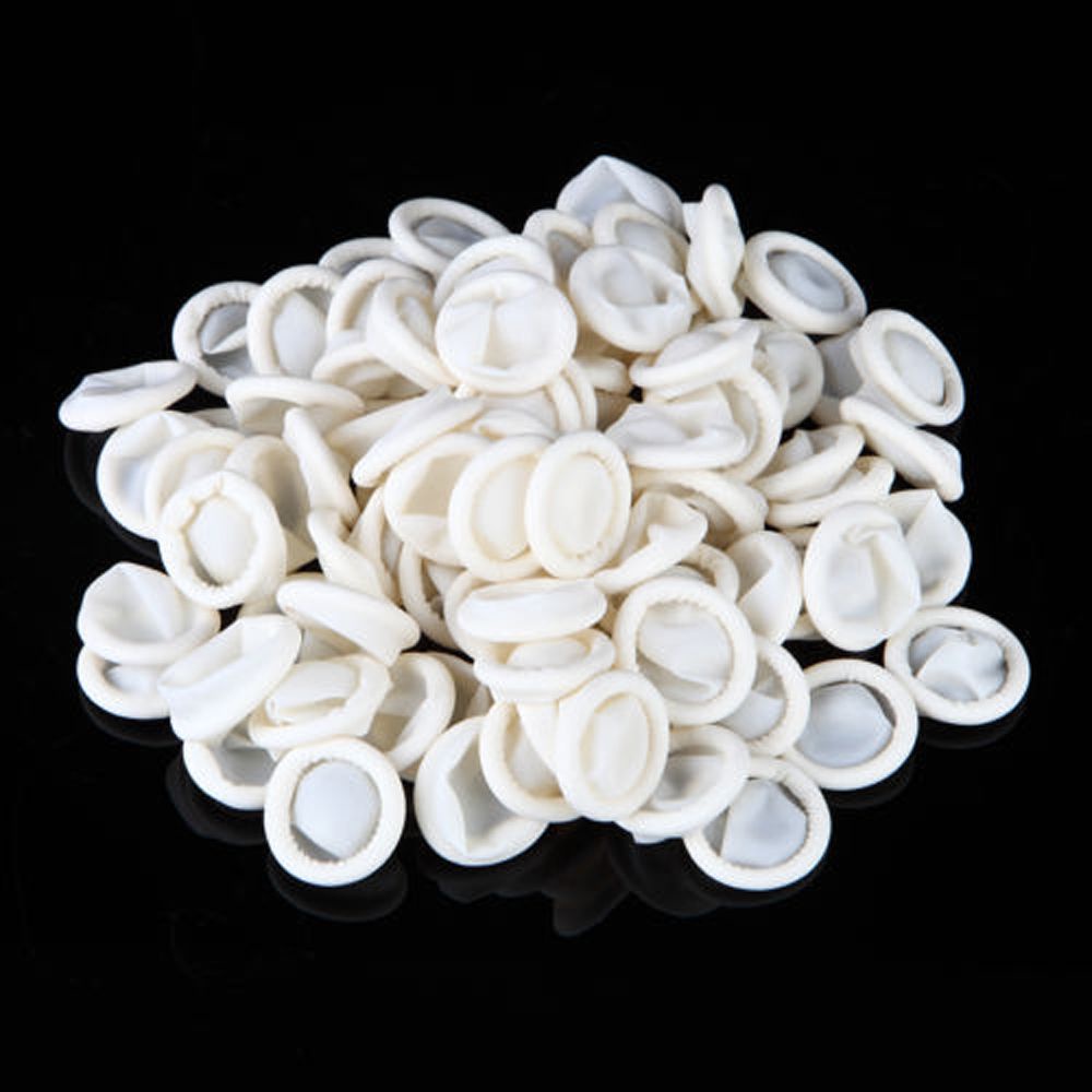 Set 100 Găng Tay Cao Su Latex Tự Nhiên Bảo Vệ Ngón Tay Không Trượt Dùng Một Lần