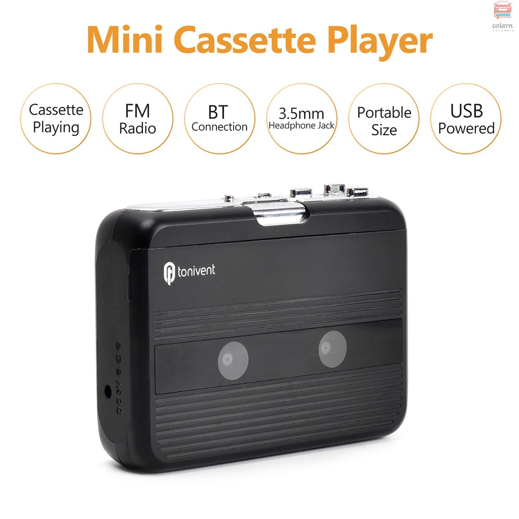 Máy Nghe Nhạc Băng Cassette Mini Ghi Âm FM Radio Với Giắc Cắm Tai Nghe 3.5mm Điều Chỉnh Âm Lượng