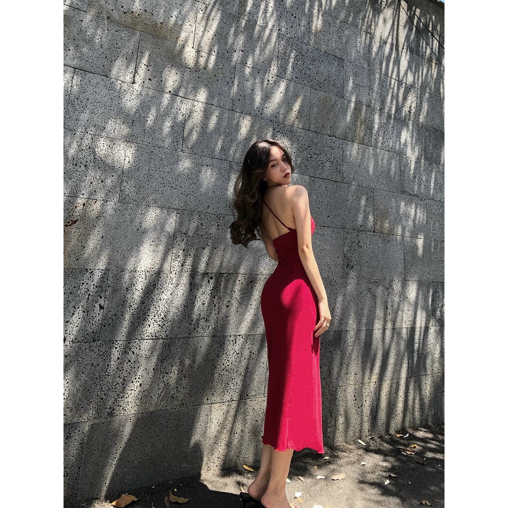 Đầm dáng ôm body midi cổ yếm Emilyshop ulzzang