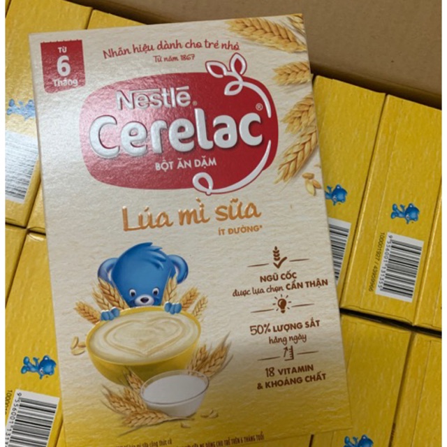 Bột ăn dặm nestle cerelac lúa mì &amp; sữa mẫu mới date 2024