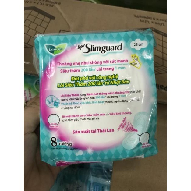 Băng vệ sinh Laurier Super Slimguard 8 miếng siêu siêu mỏng có cánh ( 25 cm )