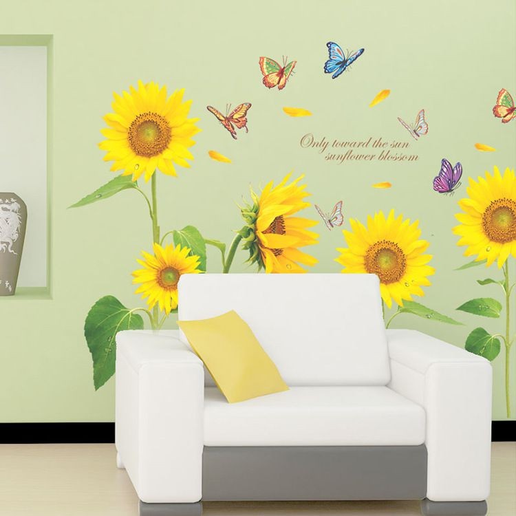 Decal dán tường Hoa hướng dương trang trí nhà cửa dễ thương, sáng tạo - Decal AmyShop
