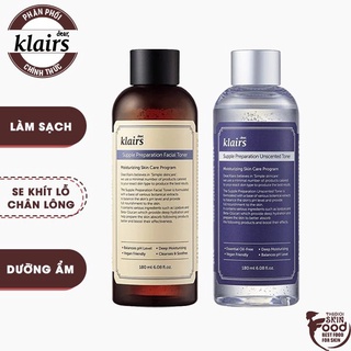 Nước hoa hồng làm sạch, dưỡng ẩm, se khít lỗ chân lông cho da nhạy cảm Hàn Quốc Klairs Supple Preparation Toner 180ml