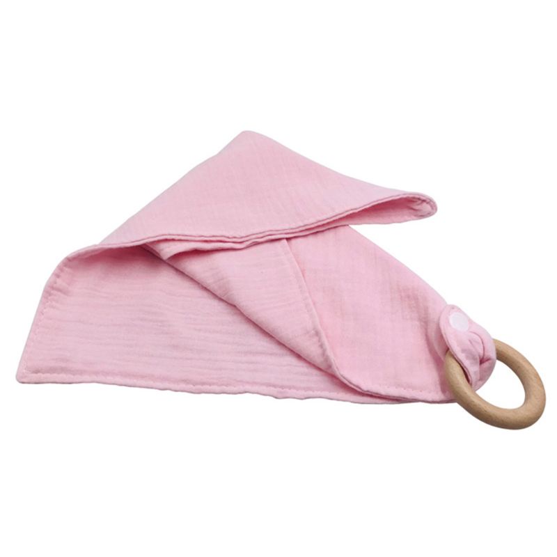 Khăn Yếm Cotton Mềm Mại Có Vòng Nhẫn Đeo Cổ Dành Cho Bé Gặm Nướu