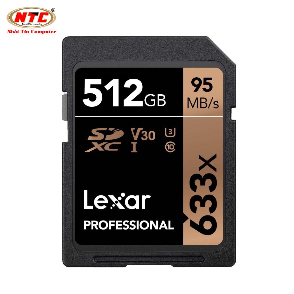 Thẻ nhớ Máy Ảnh SDXC Lexar Professional 512GB 633x UHS-I U3 4K V30 95MB/s (Đen)​​​​​​