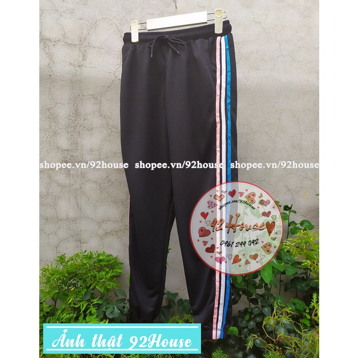 Quần Jogger 2 Sọc Unisex chất nỉ da cá dày mịn freesize dưới 65Kg 92HOUSE