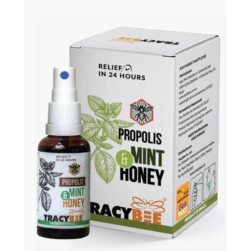 Xịt keo ong Tracybee vị bạc hà lọ 30ml cho người lớn