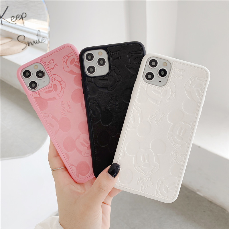 Ốp Điện Thoại Da Cứng Dập Nổi Hình Đầu Chuột Mickey Chống Sốc Cho Iphone 11 Pro Max 11 8 7 6 6s Plus X Xs Xr Xsmax 11 Pro Se 2020