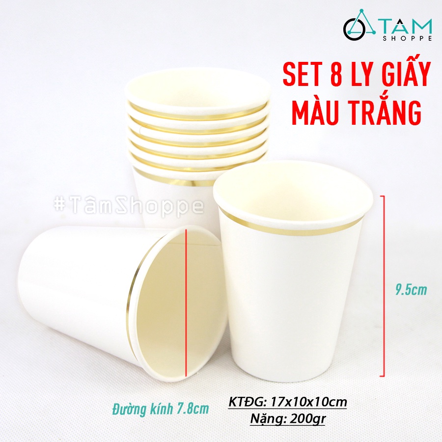 Set đồ giấy trang trí tiệc tông màu Trắng SETDG-06