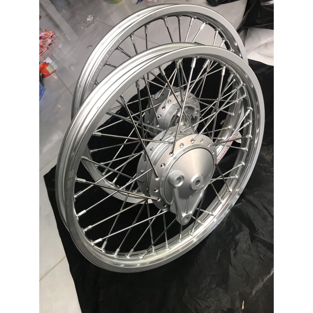 Bộ bánh đùm wave s 110 zin trước đĩa sau thắng đùm vành nhôm căm crom loại 1 chất lượng thái lan kèm má đùm sau