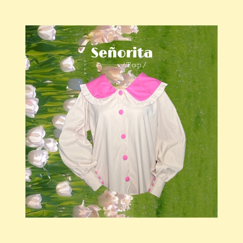 áo senorita cổ bèo hồng hàn quốc vintage NGOCHANCUTIE